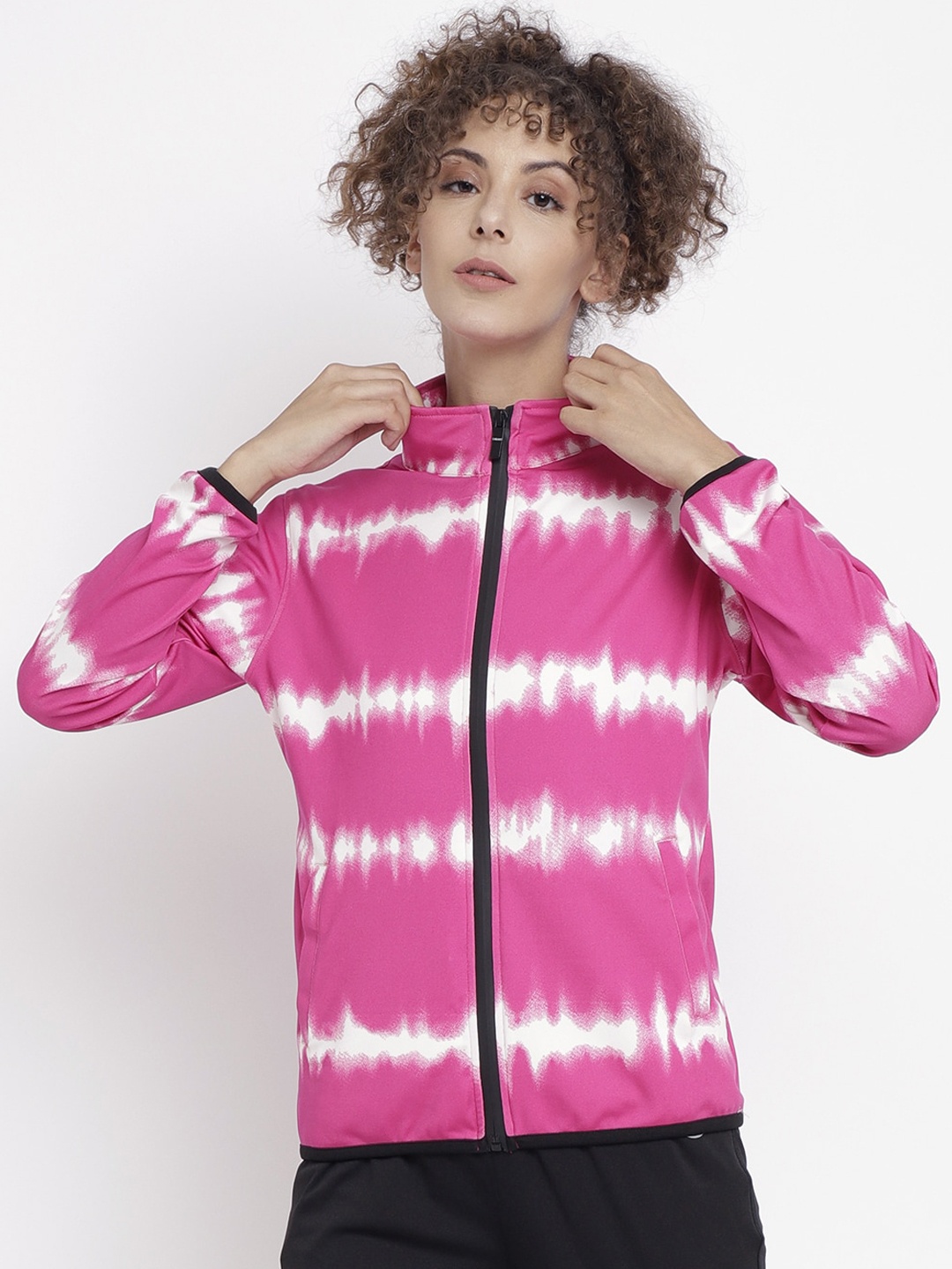 

CHKOKKO Women Pink Lightweight Outdoor Bomber Jacket