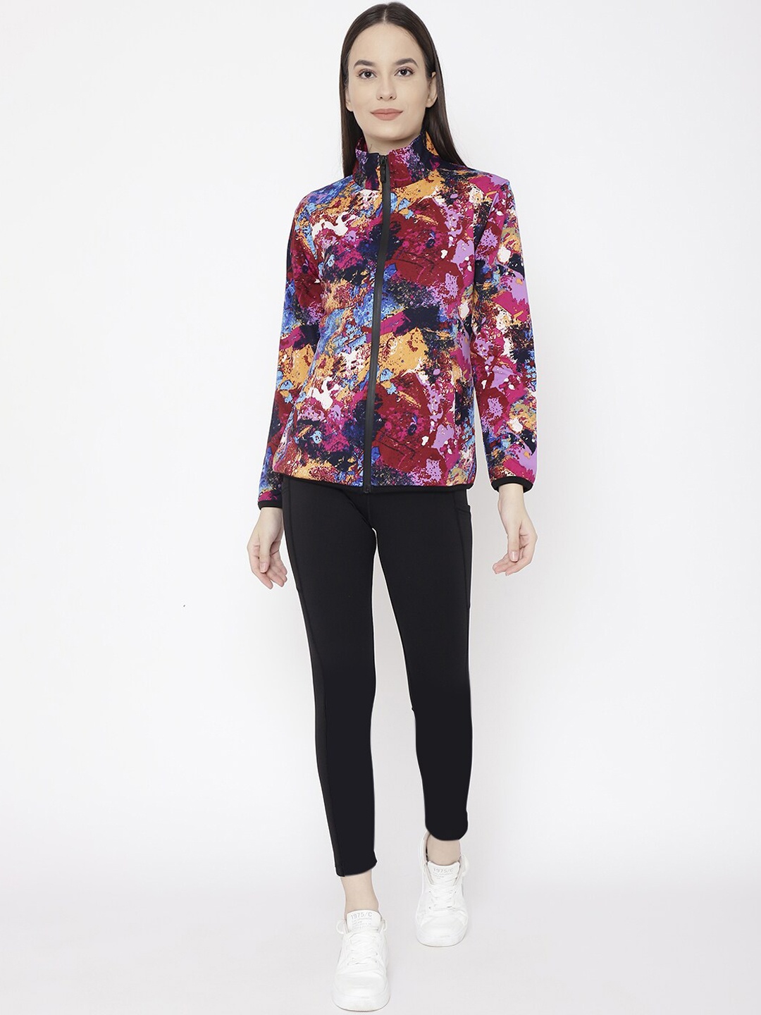 

Chkokko Women Maroon & Pink Printed Tracksuit