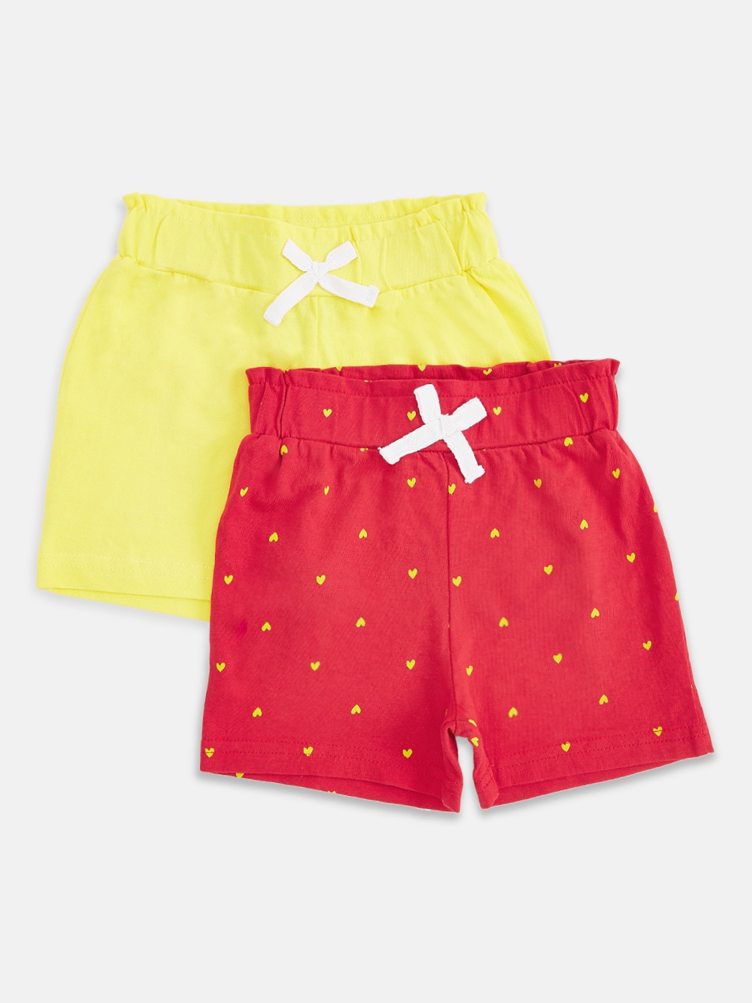 

Pantaloons Baby Girls Pack of 2 Red & Yellow Printed Regular Shorts