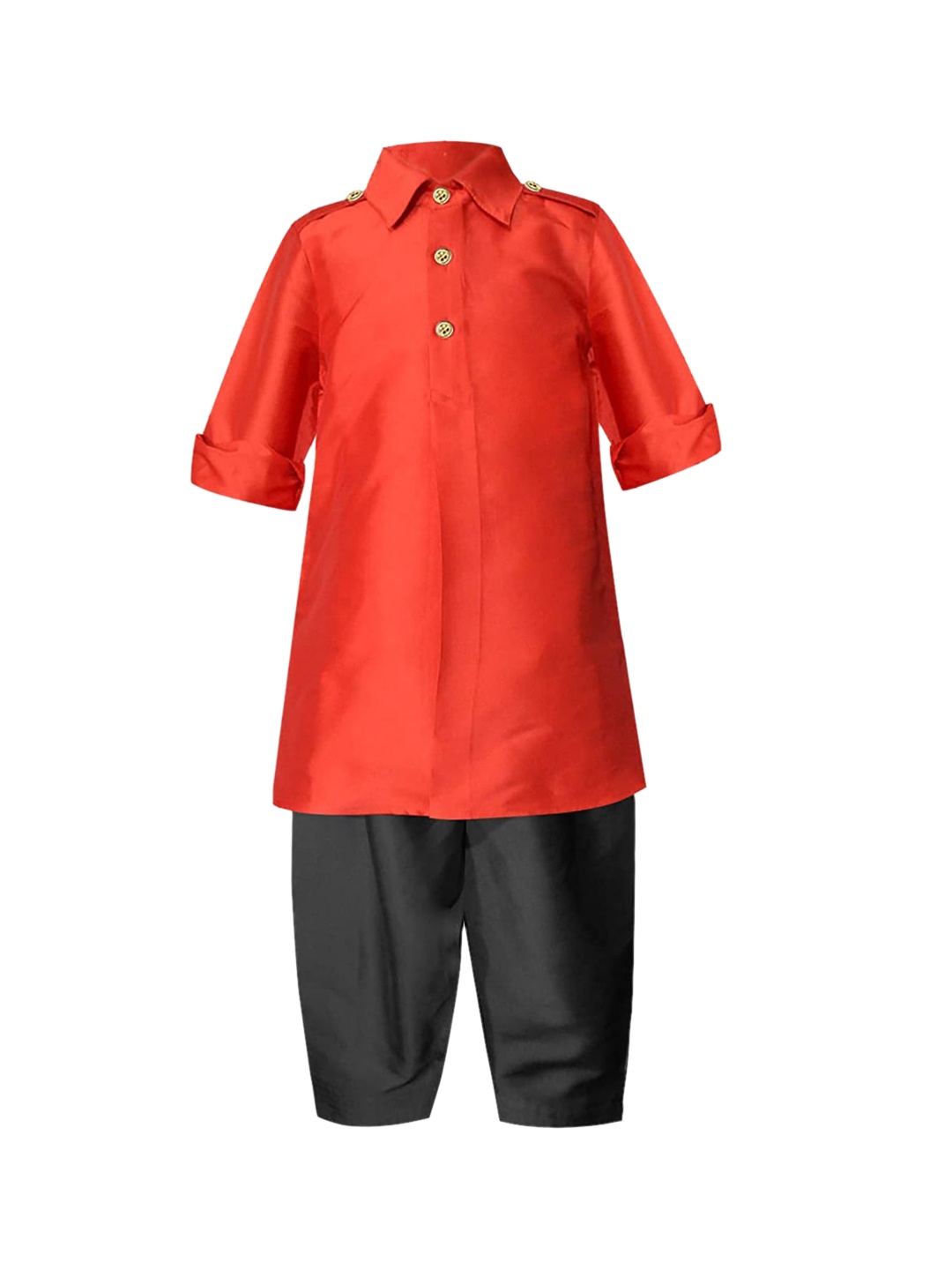 

A T U N Boys Red Regular Pathani Kurta with Pyjamas