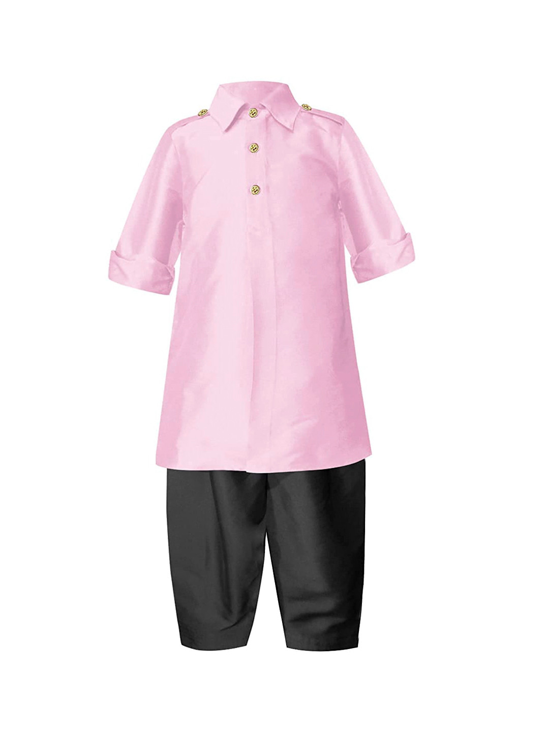 

A T U N Boys Pink & Black Regular Kurta with Pyjamas