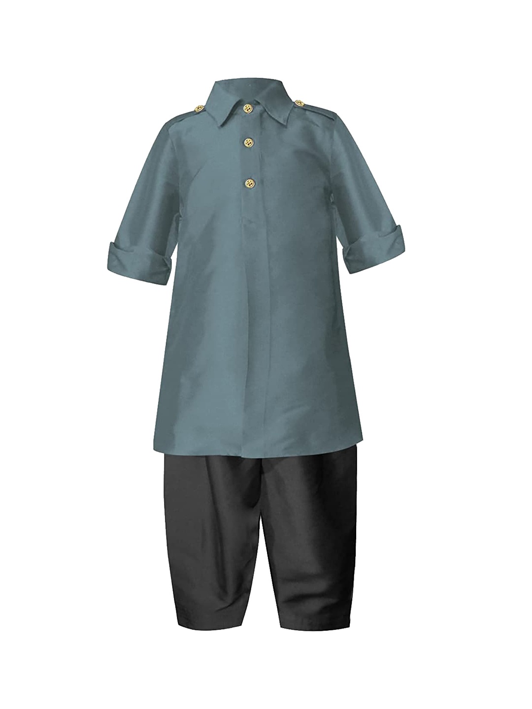 

A.T.U.N. Boys Grey & Black Regular Pathani Kurta With Pyjamas