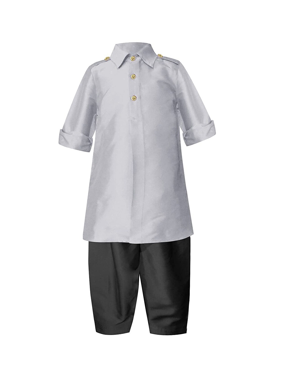 

A T U N Boys Silver-Toned & Black Regular Pathani Kurta with Pyjamas