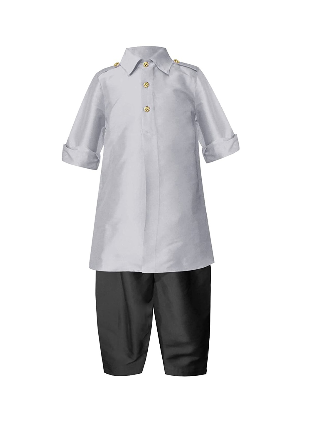 

A T U N Boys Silver-Toned Regular Kurta with Pyjamas