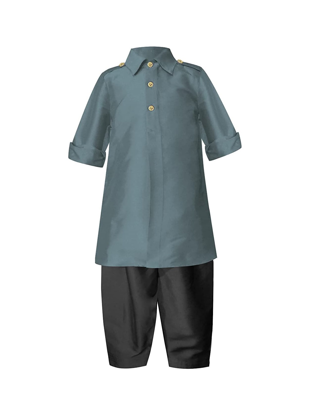 

A T U N Boys Green & Black Regular Pathani Kurta with Salwar