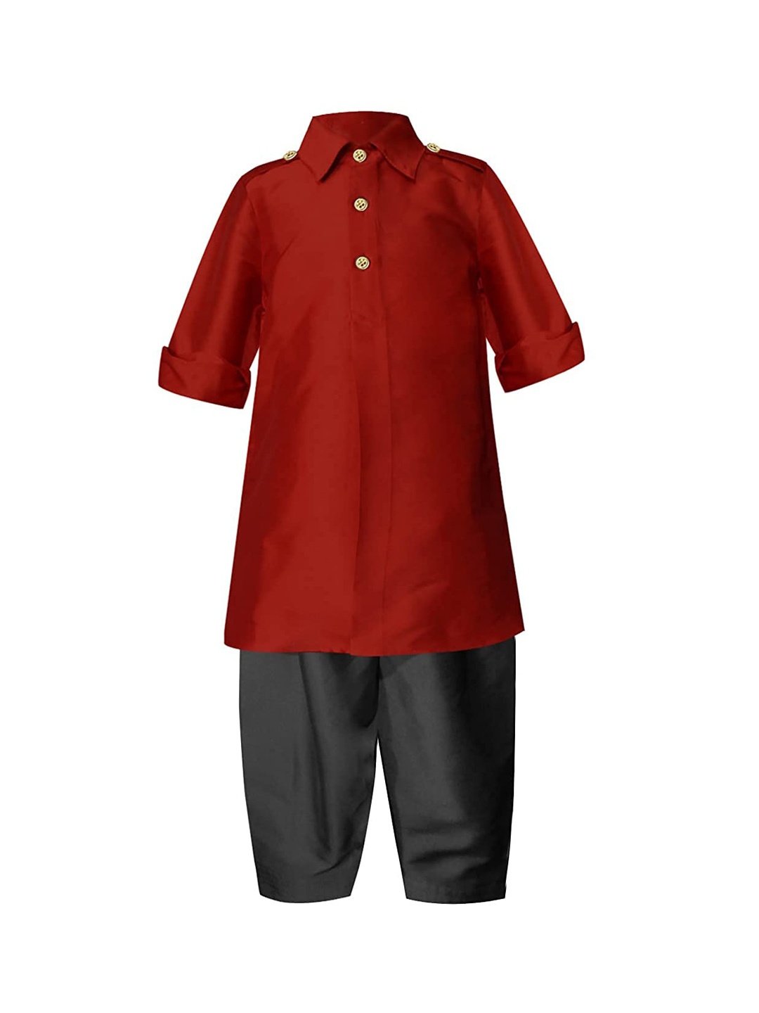 

A T U N Boys Maroon & Black Pathani Kurta with Pyjamas