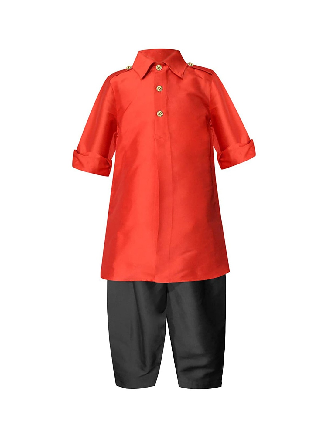 

A T U N Boys Red & Black Regular Kurta with Pyjamas
