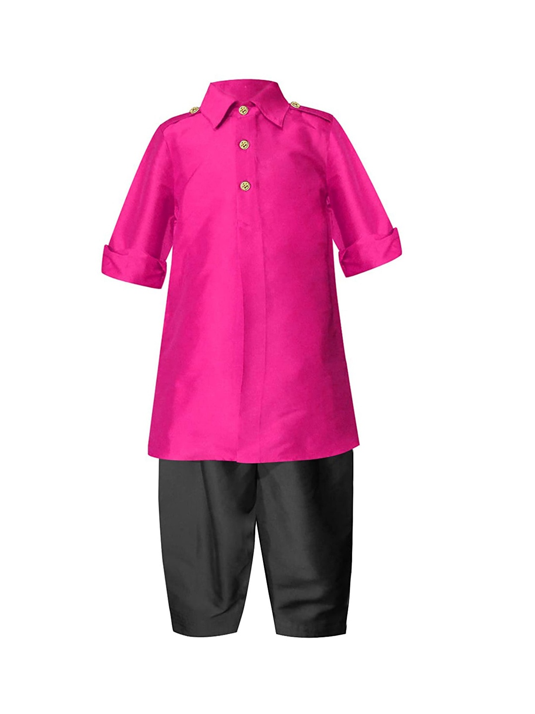 

A T U N Boys Fuchsia & Black Regular Kurta with Pyjamas