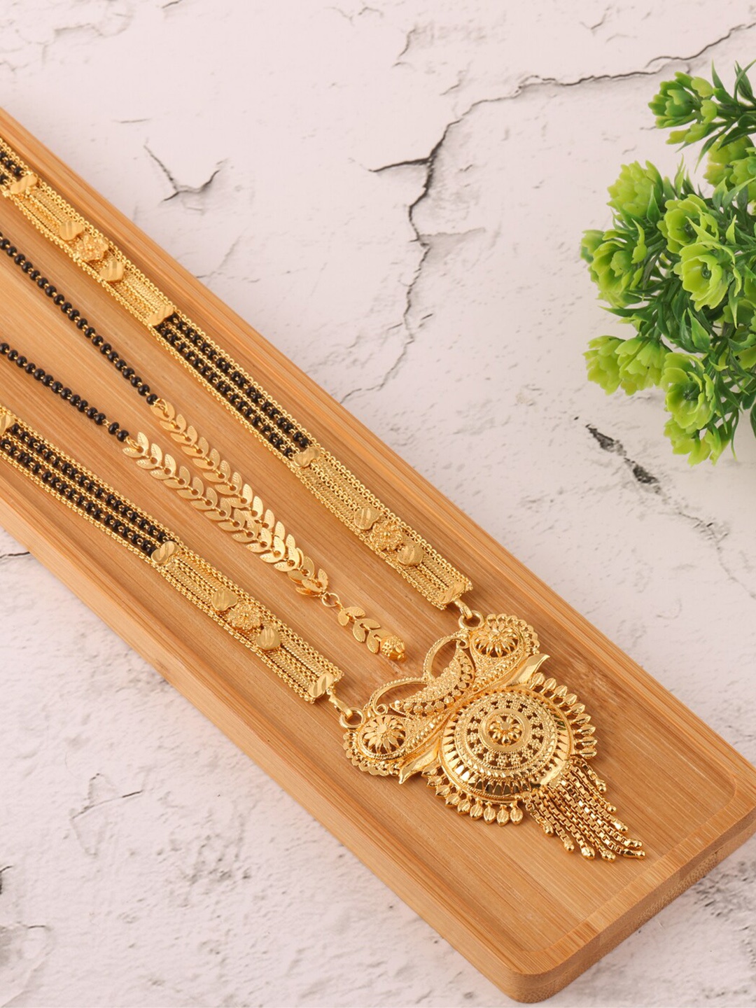 

Brandsoon Women Black Gold-Plated Mangalsutra