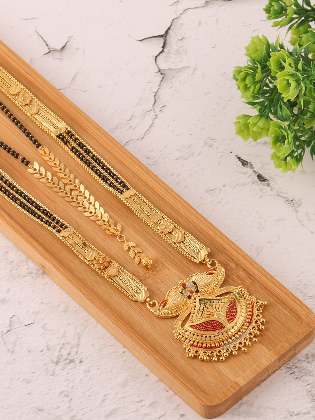 

Brandsoon Women Black Gold-Plated Mangalsutra