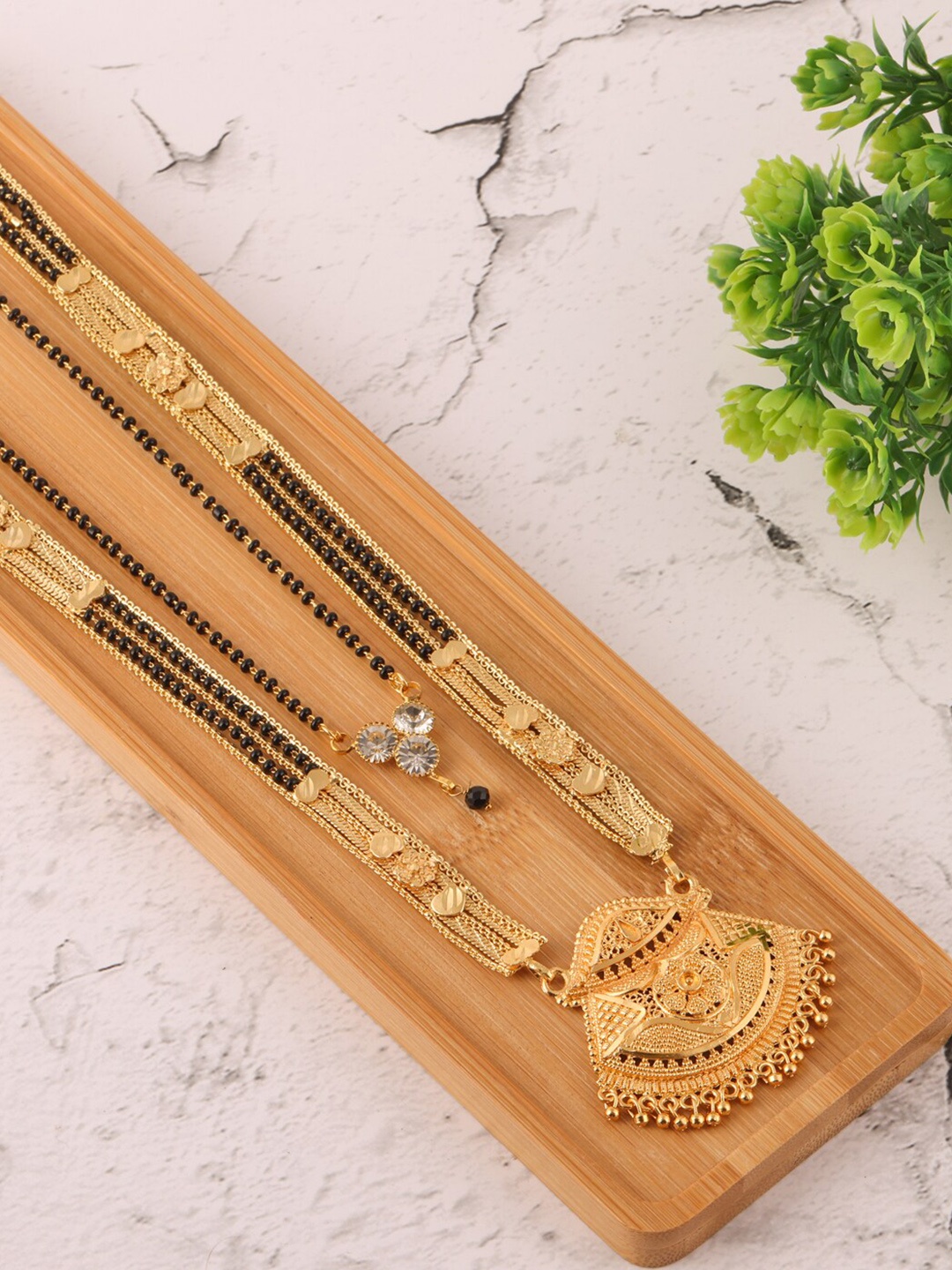 

Brandsoon Women Black Gold-Plated Mangalsutra