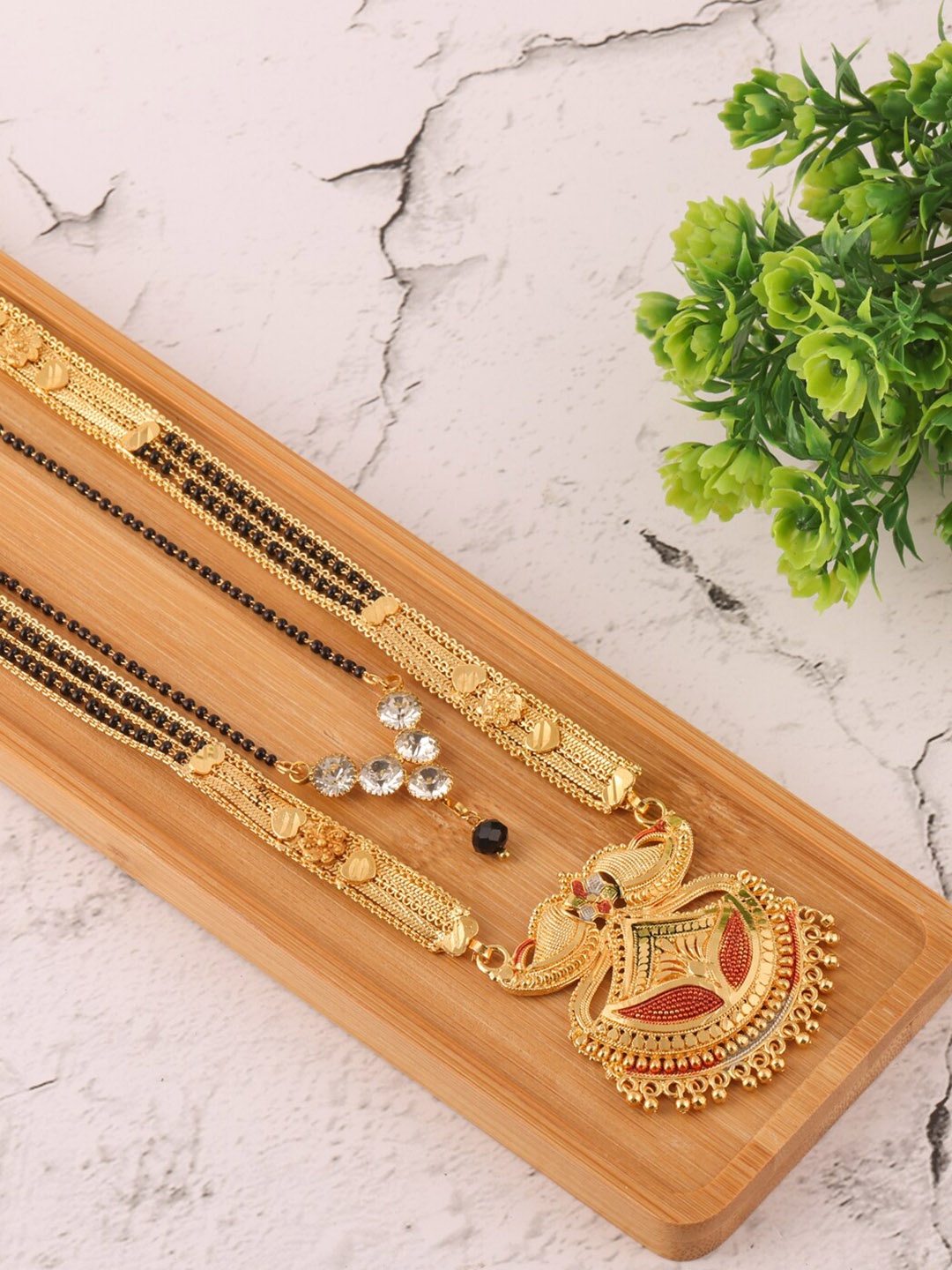

Brandsoon Women Black Gold-Plated Mangalsutra