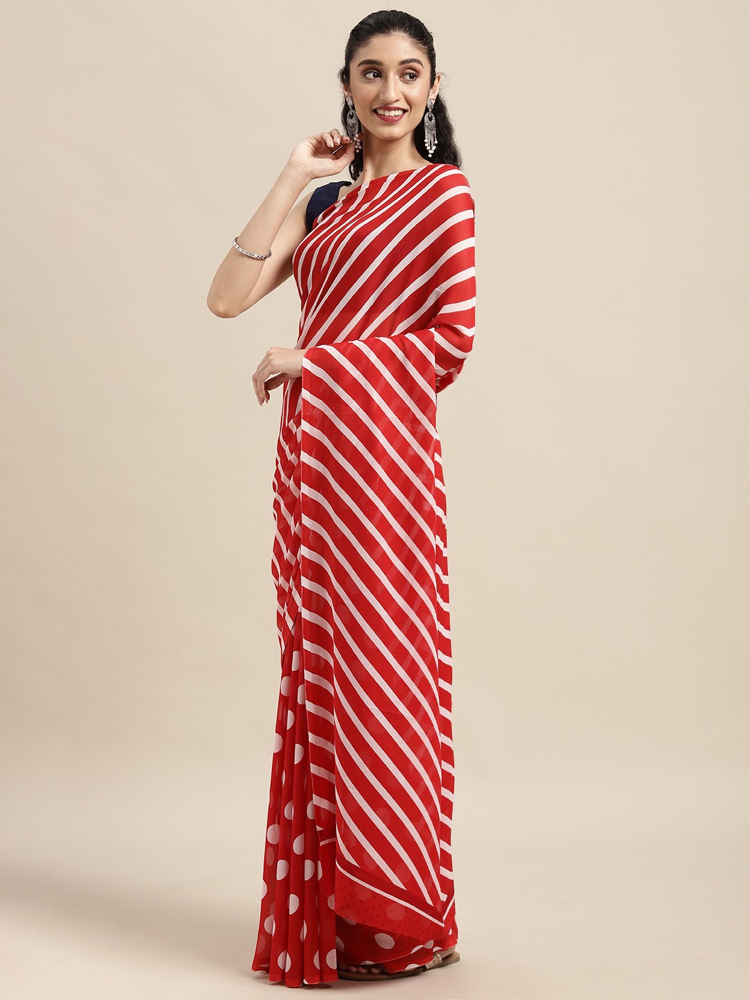 

KALINI Red & White Printed Saree