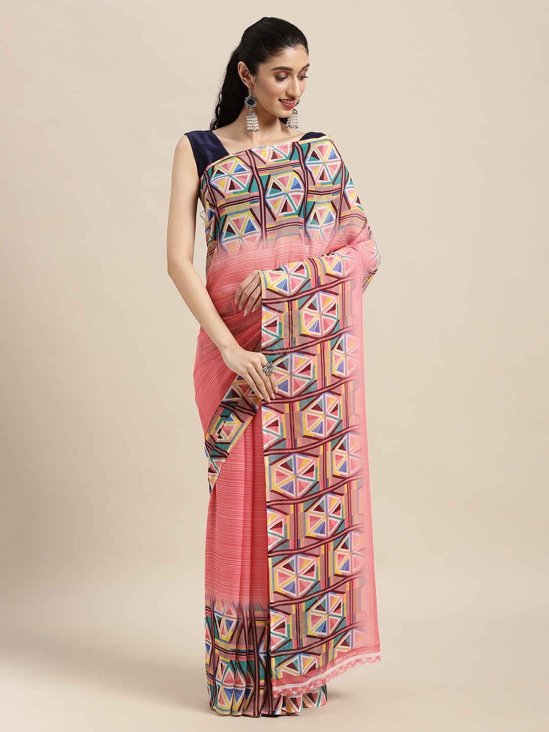 

KALINI Orange Printed Saree