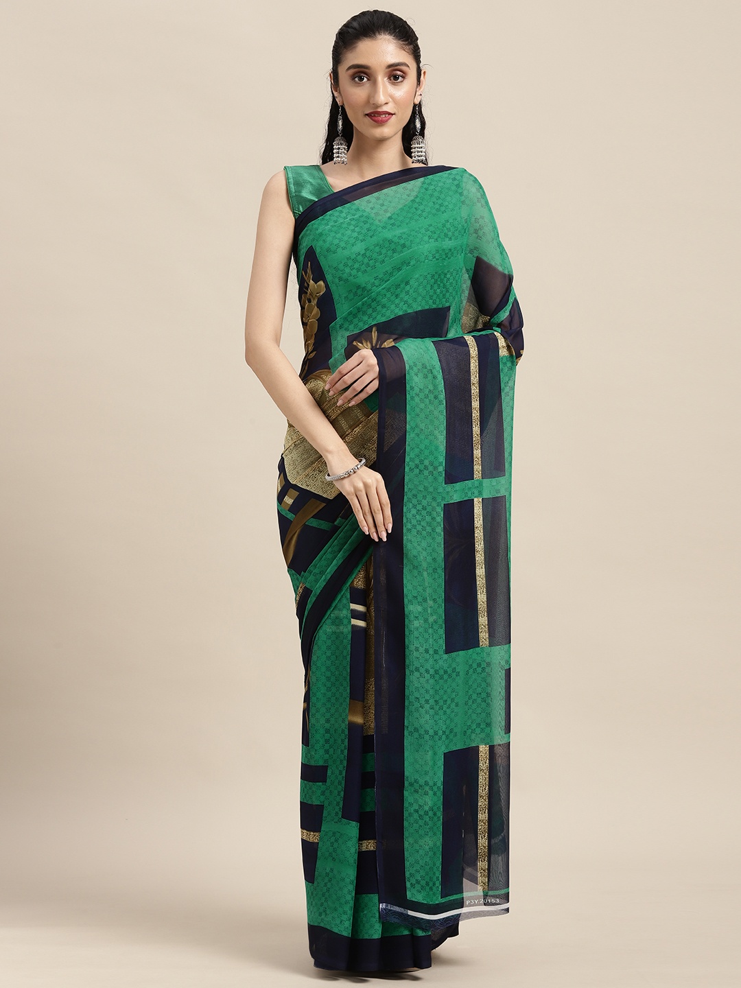 

KALINI Green & Blue Printed Saree