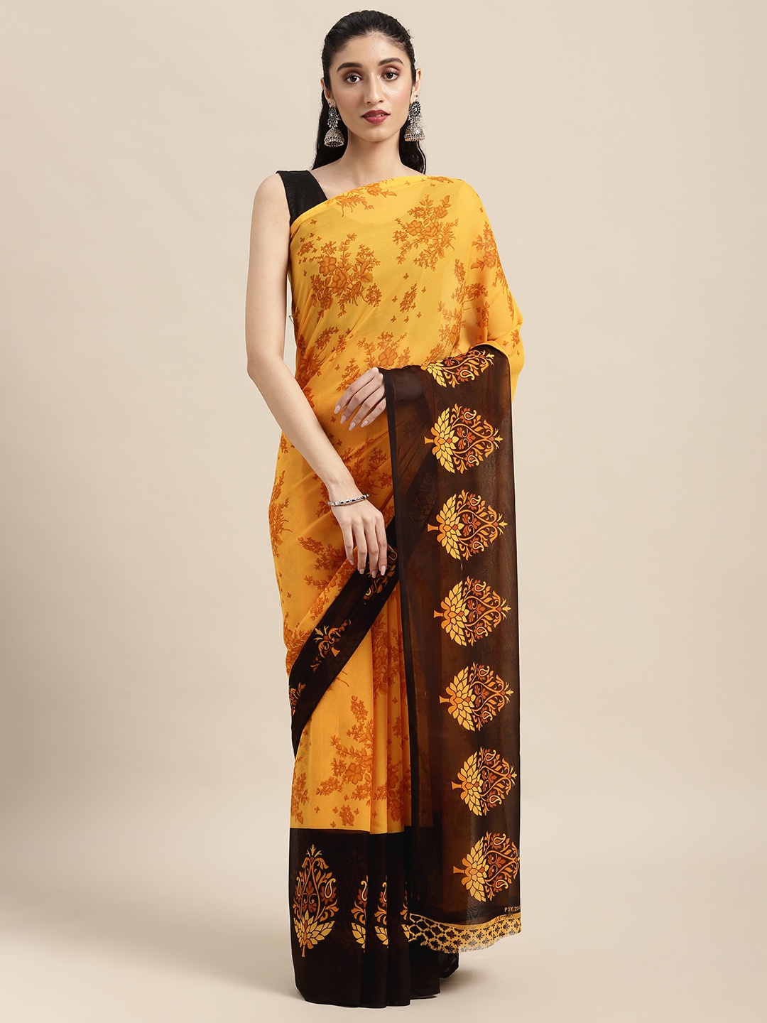 

KALINI Yellow Floral Saree