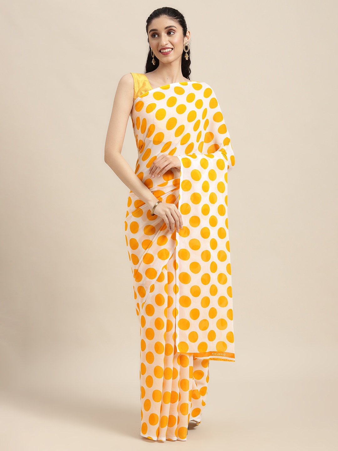 

KALINI Yellow Printed Saree