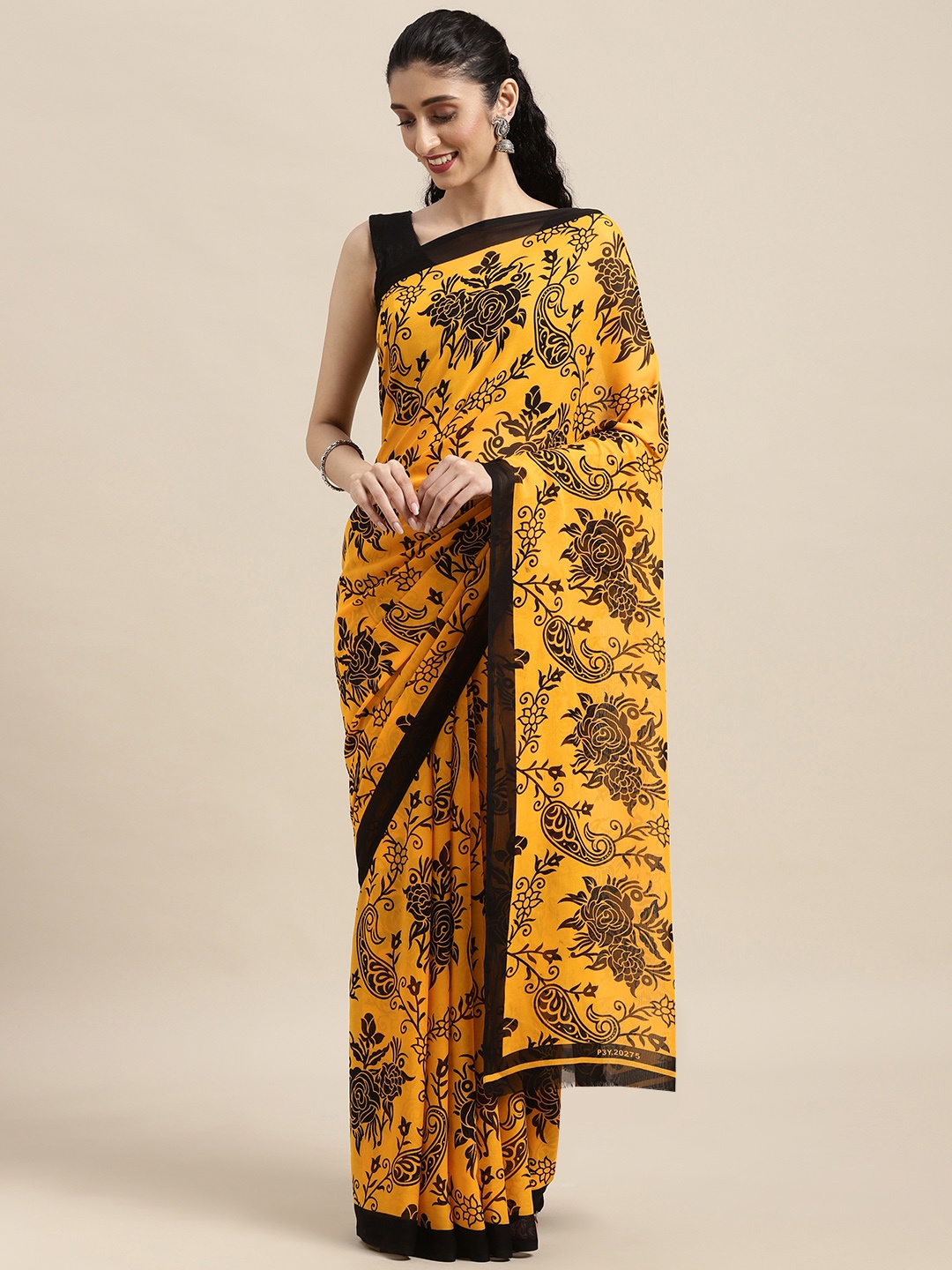 

KALINI Yellow Floral Saree