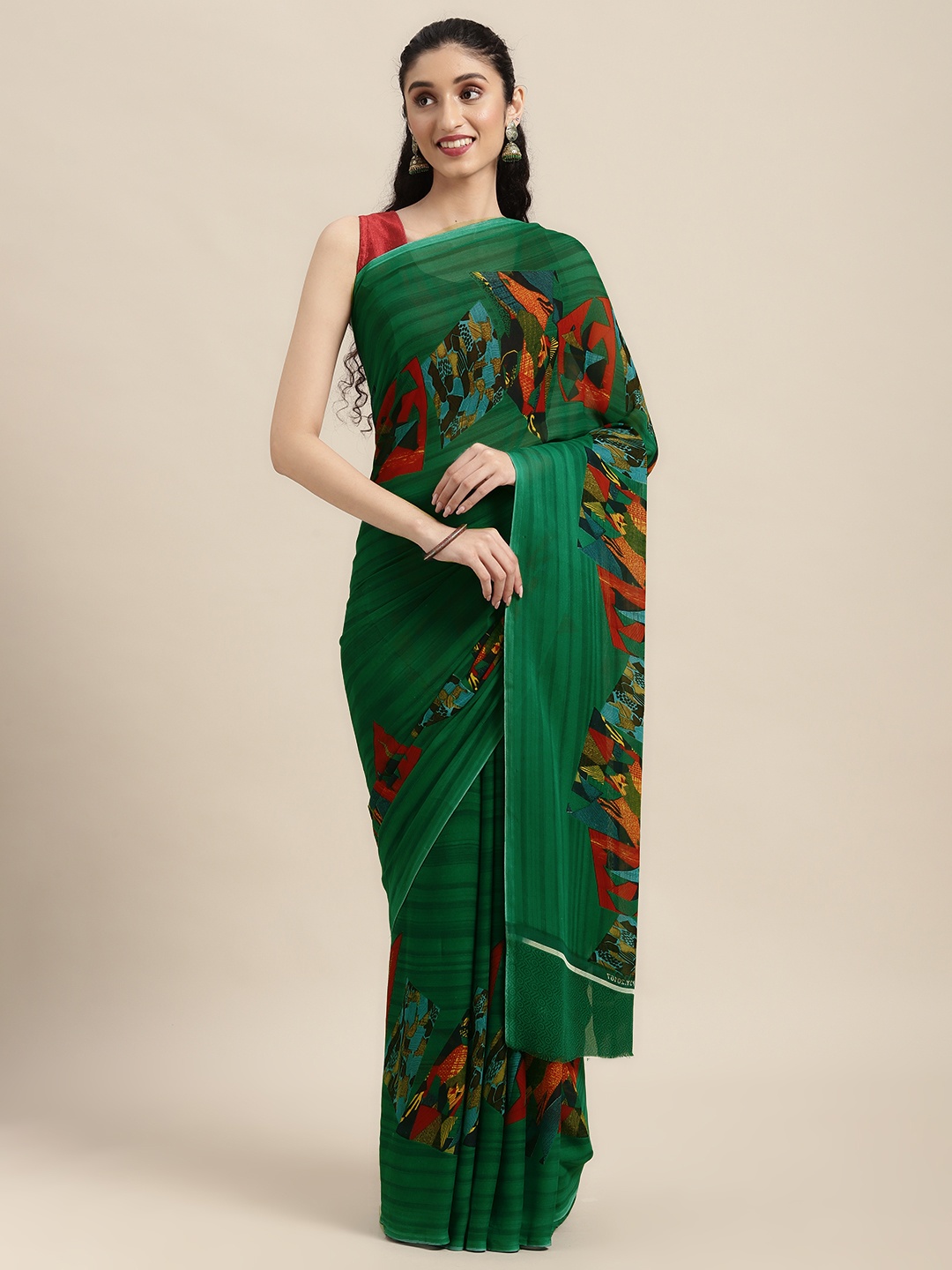 

KALINI Green Printed Saree