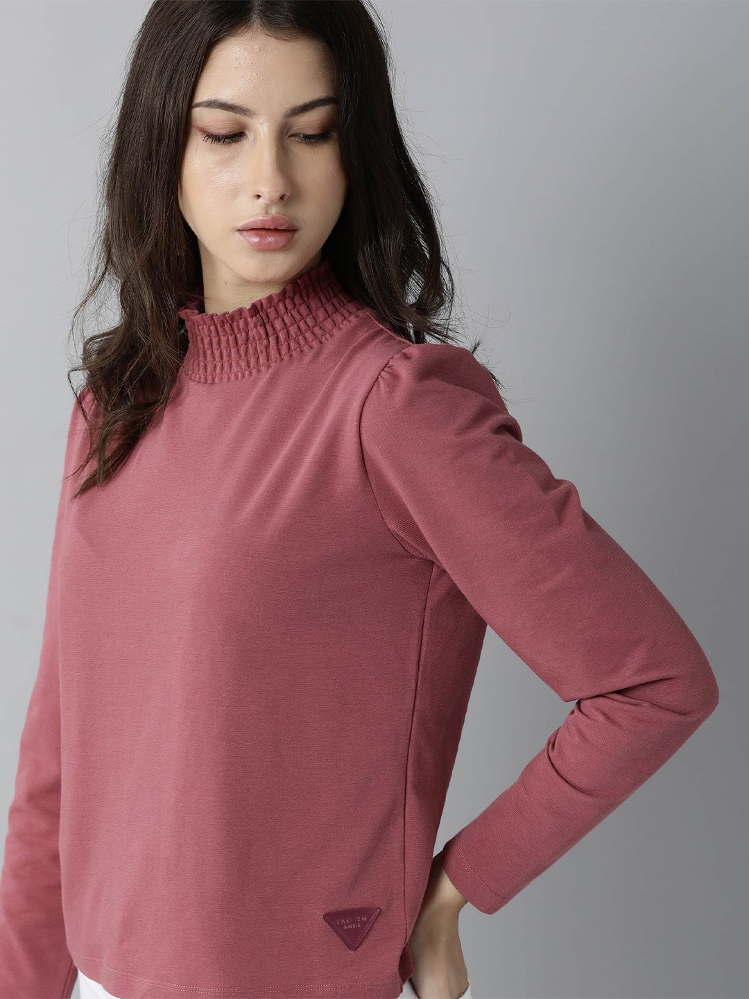 

RAREISM Women Pink High Neck T-shirt
