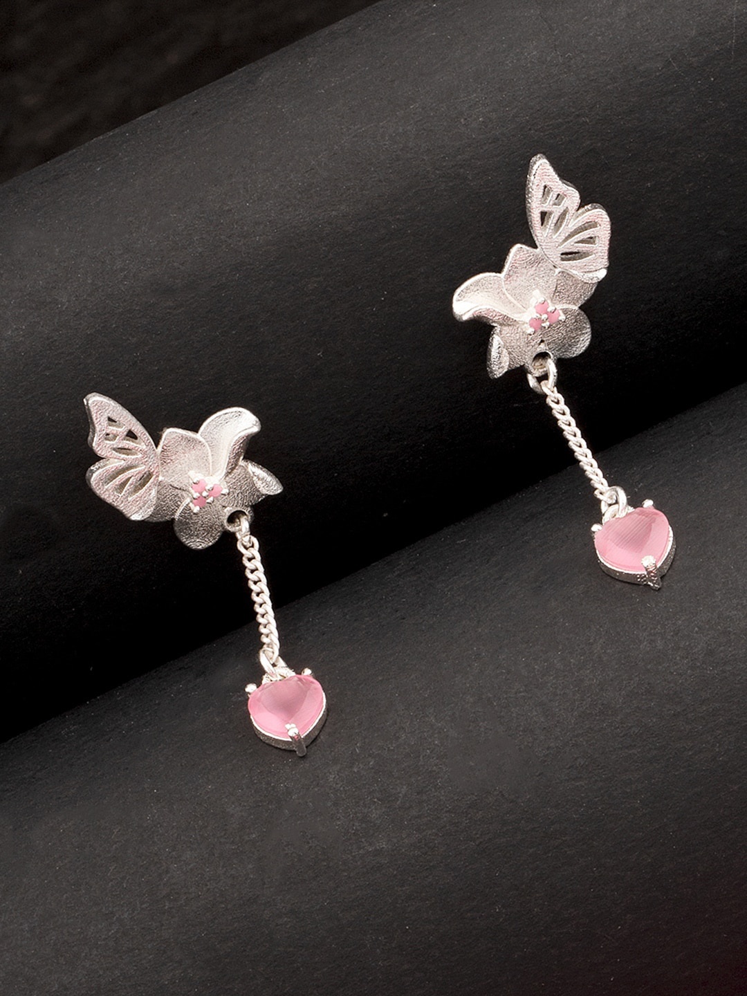 

Voylla Silver-Toned Love Paradise Classy Drop Earrings
