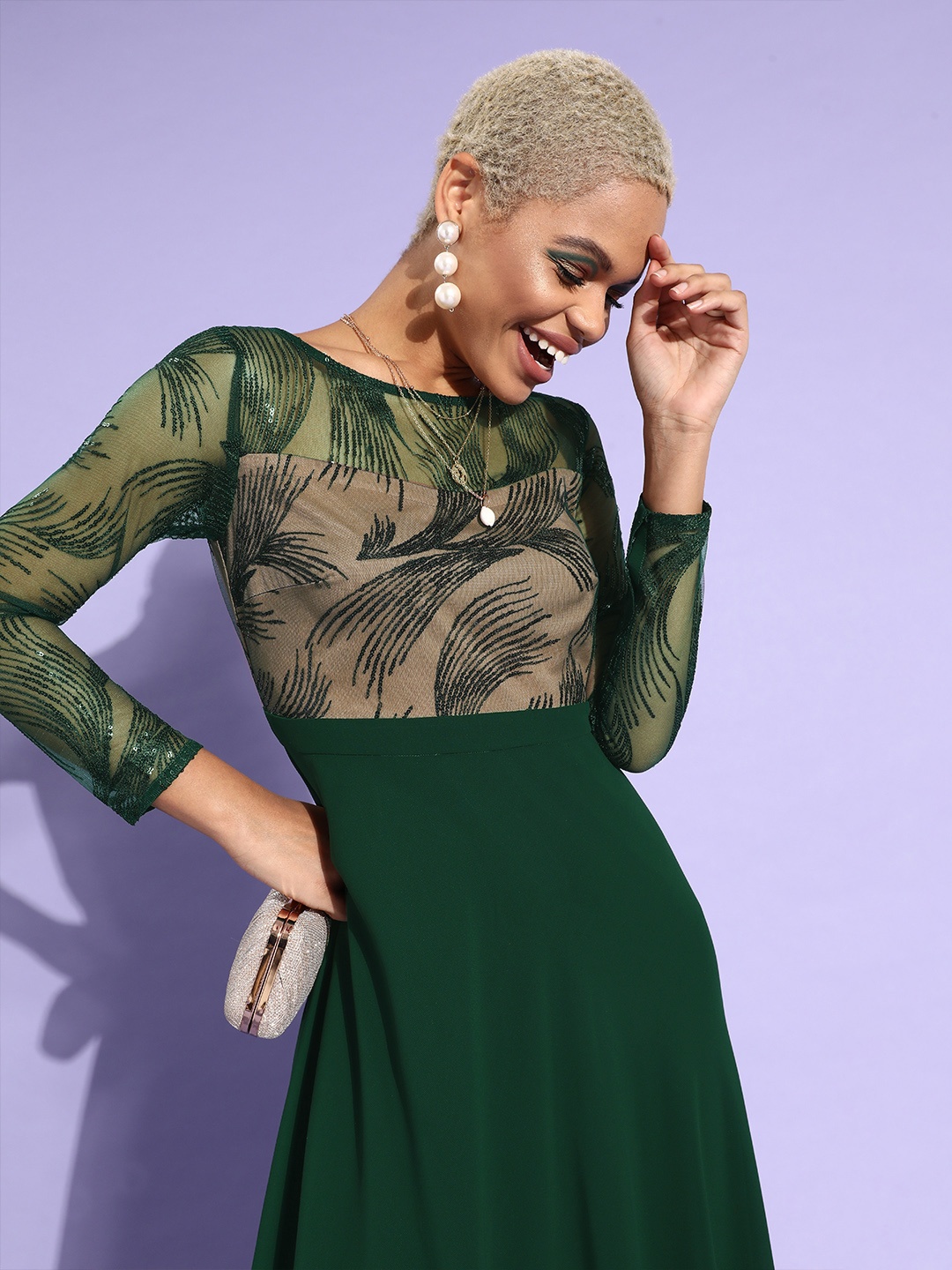 

Miss Chase Green Sequin Empire Style Gown