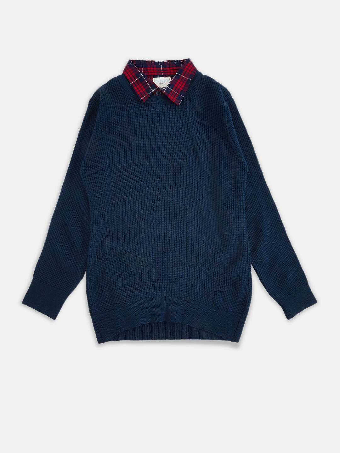 

Pantaloons Junior Boys Navy Blue & Red Acrylic Pullover