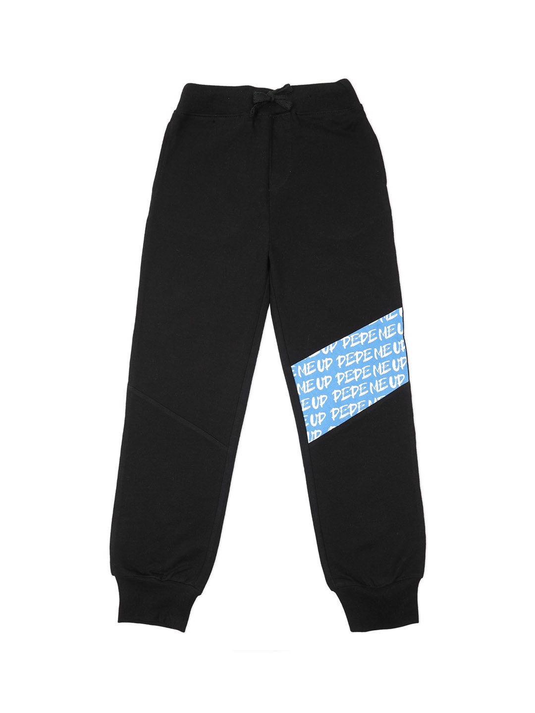 

Pepe Jeans Boys Black & Blue Colorblocked Mid Rise Cotton Jogger