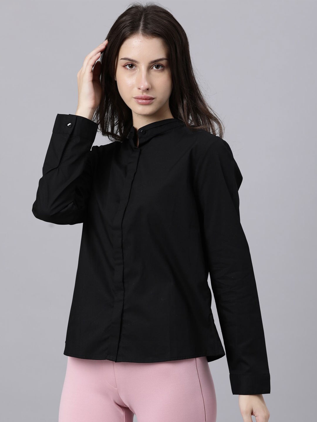 

RAREISM Black Solid Shirt Style Top