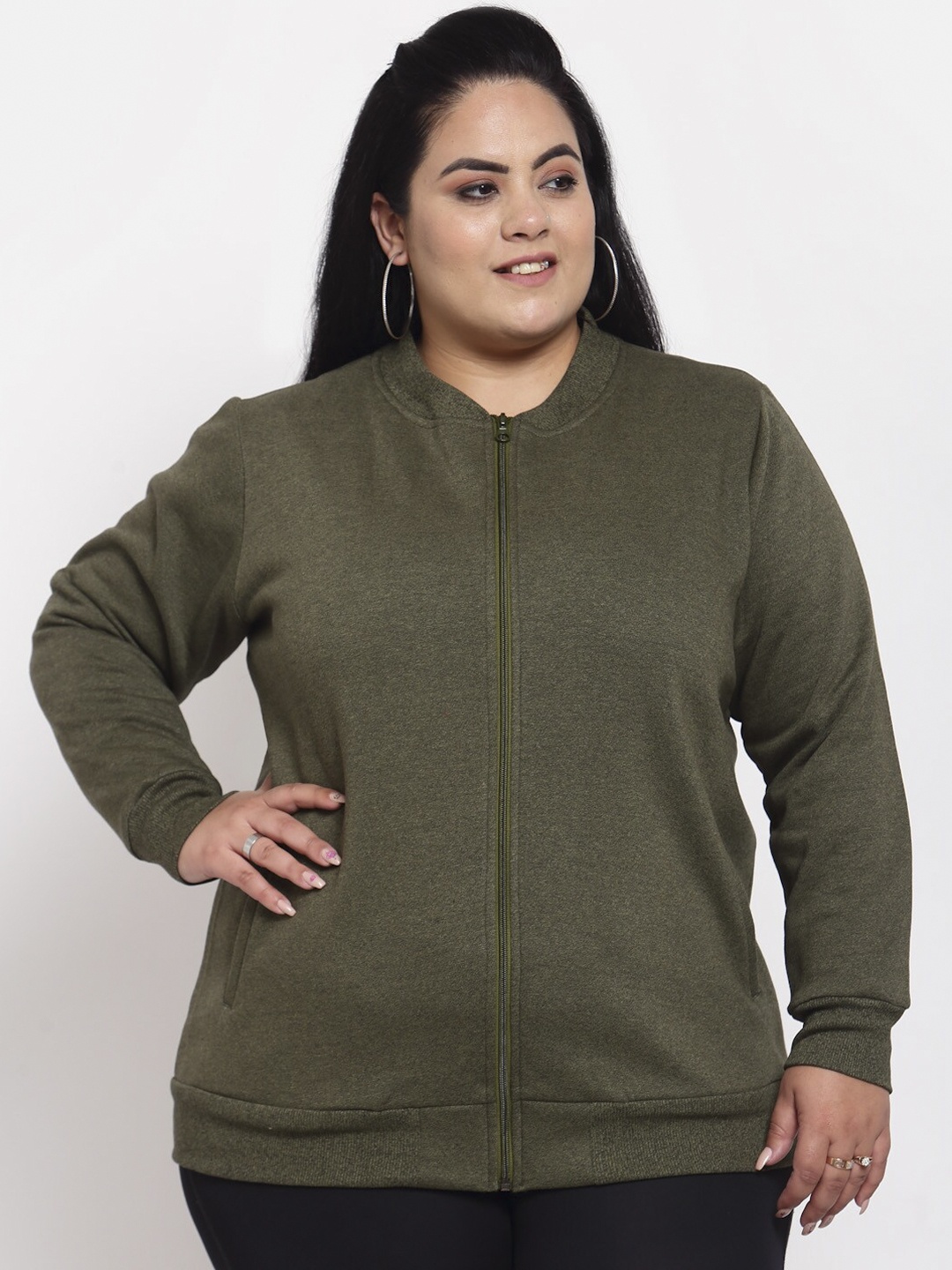 

plusS Women Olive Green Sweatshirt