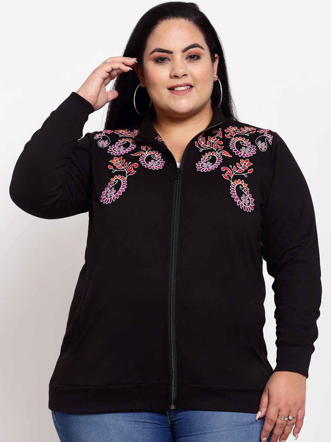

plusS Women Black Sweatshirt