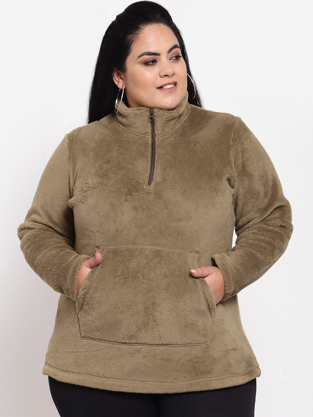 

plusS Women Olive Green Sweatshirt