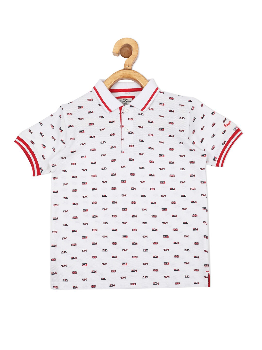 

Pepe Jeans Boys White Printed Polo Collar T-shirt