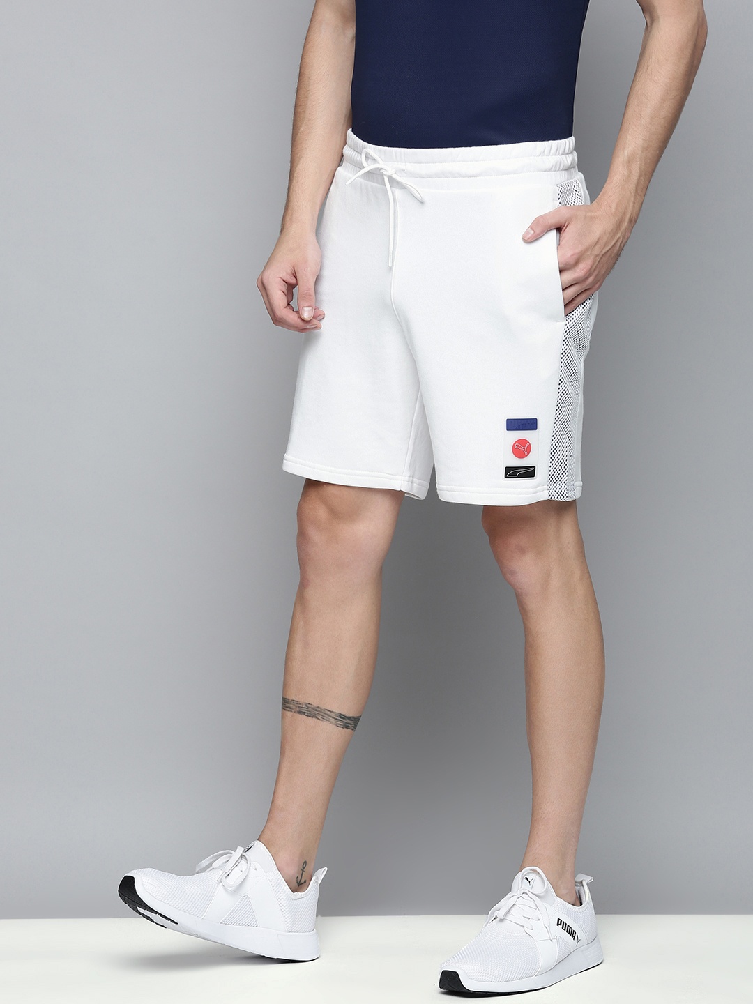 

Puma Men White Geometrical Printed Sports Shorts