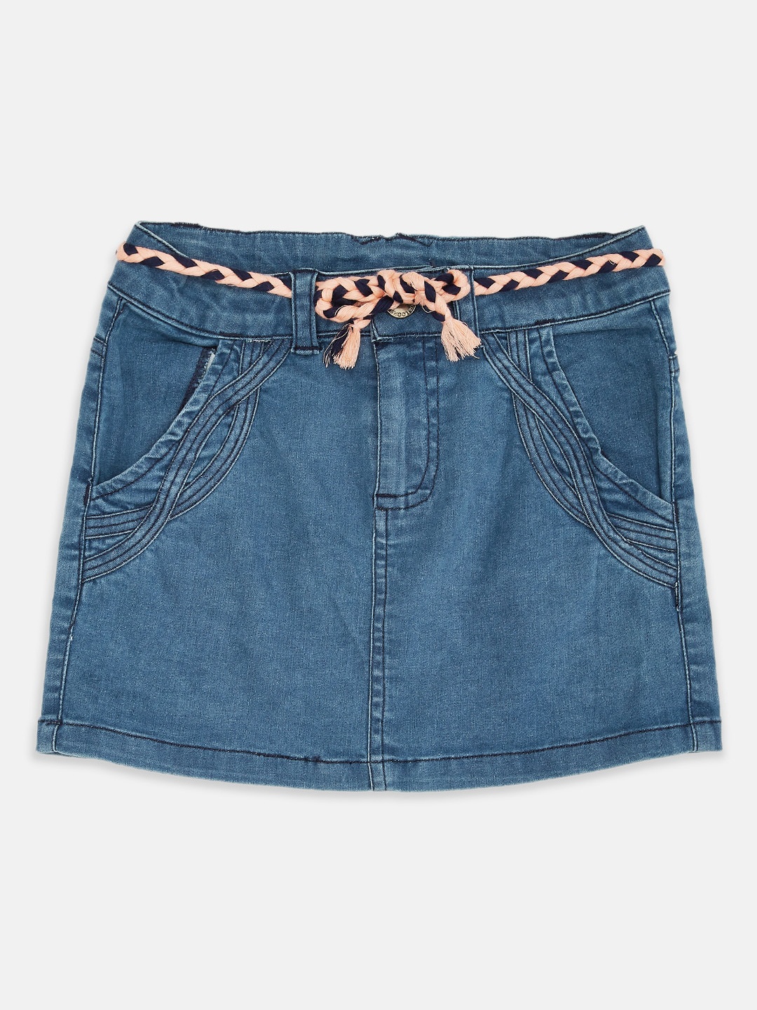

Pantaloons Junior Girls Blue Solid A-Line Pure Cotton Skirt