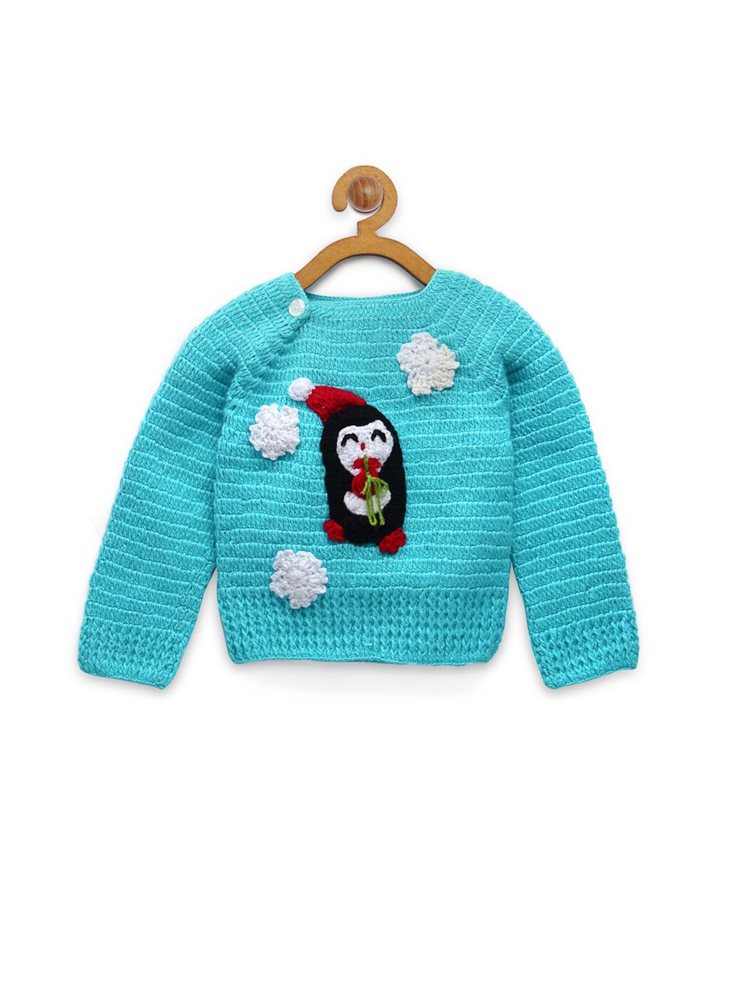 

CHUTPUT Unisex Kids Blue Hand Knitted Crochet Pullover Sweater