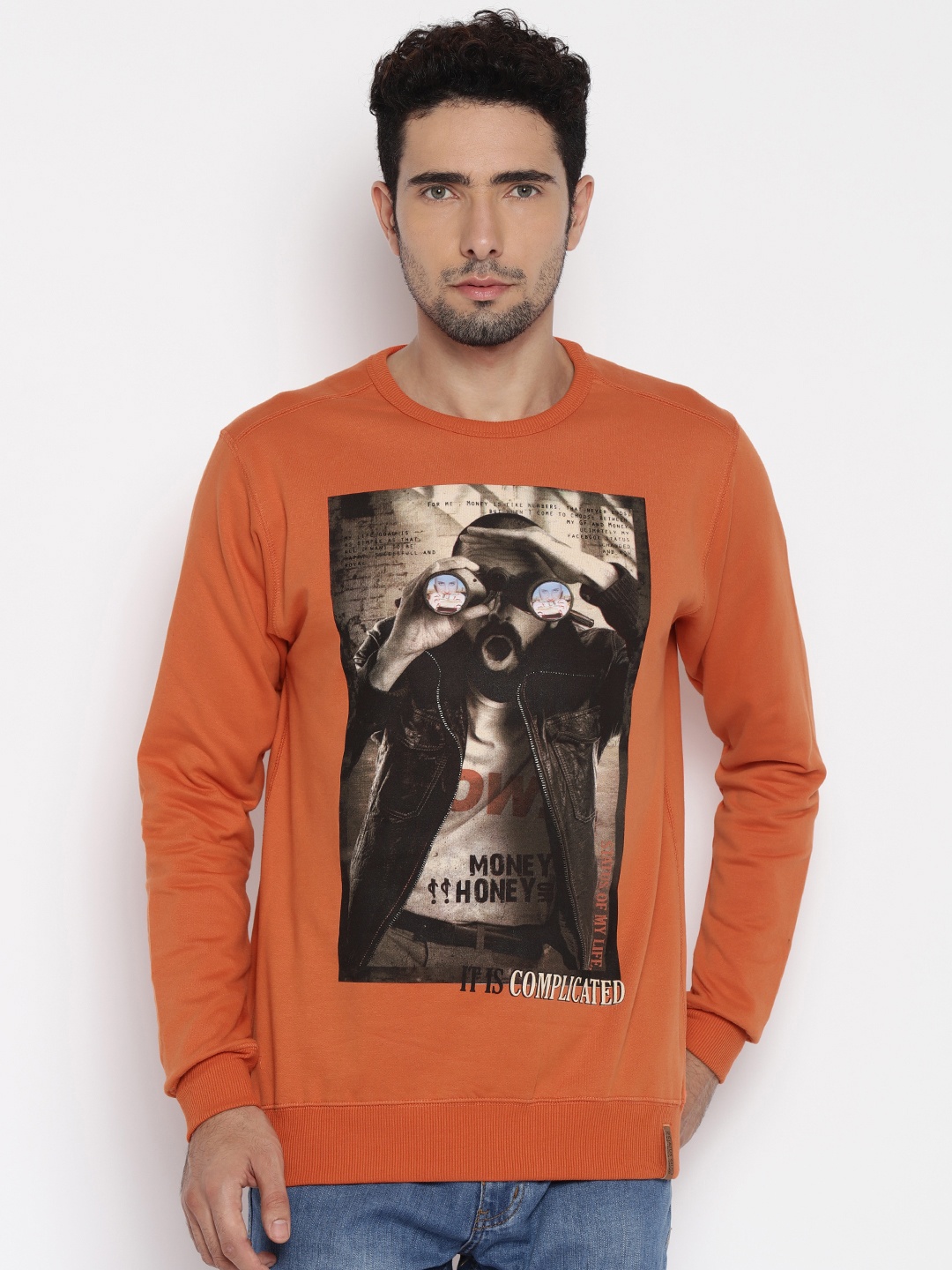 

Status Quo Rust Orange Printed Sweatshirt