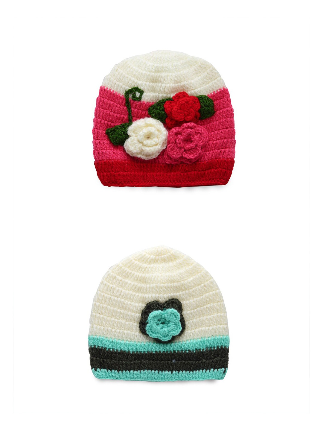 

CHUTPUT Unisex Kids Cream-Coloured & Blue Embroidered Beanie