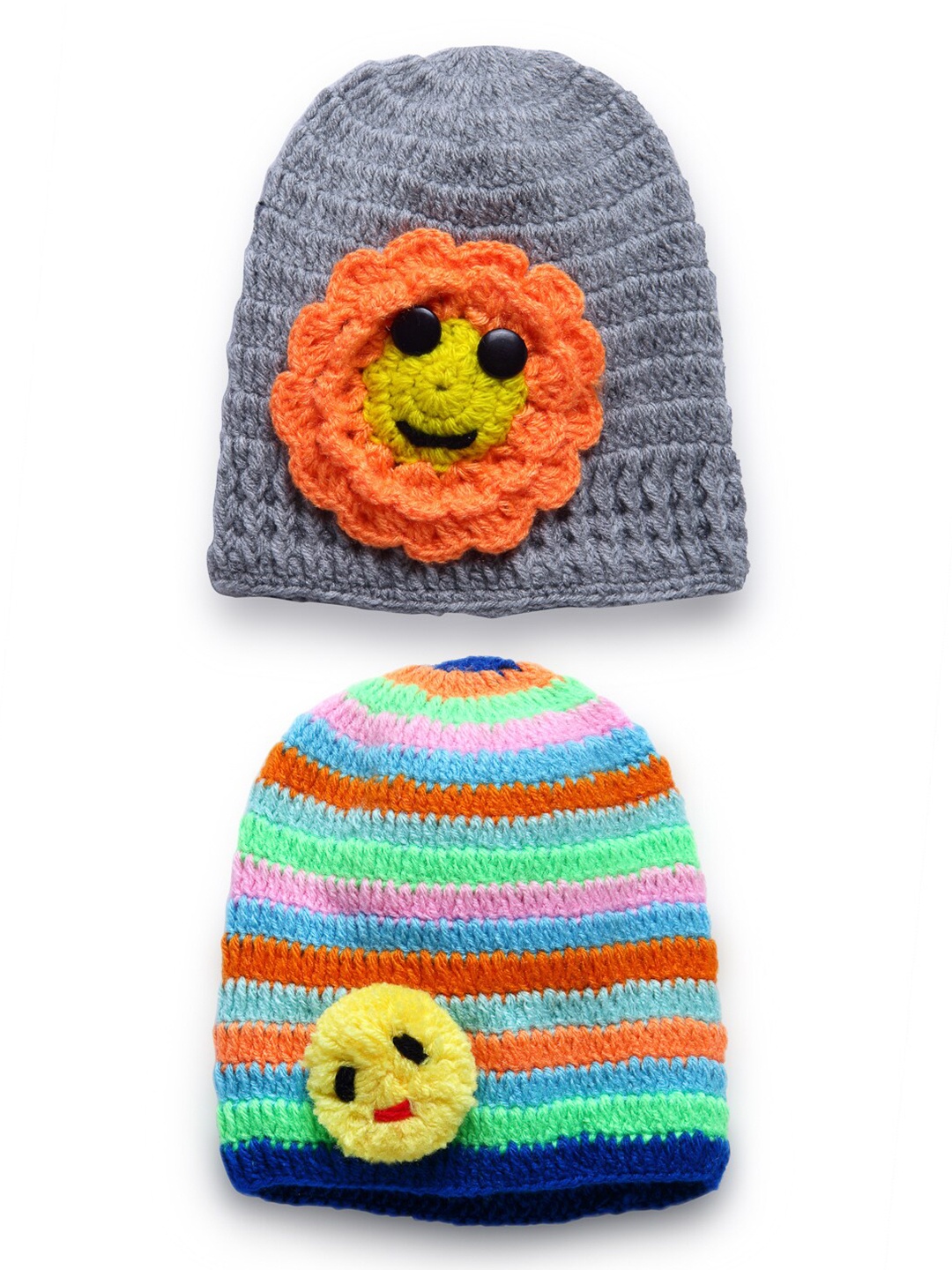 

CHUTPUT Unisex Kids Multicoloured Pack of 2 Wool Beanie, Multi