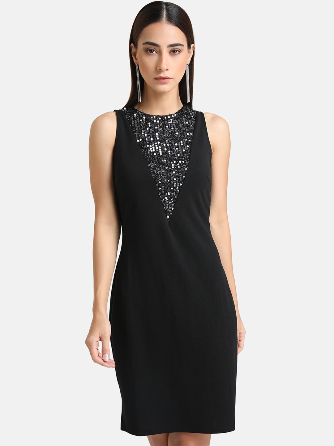 

Kazo Black Embellished Sheath Dress