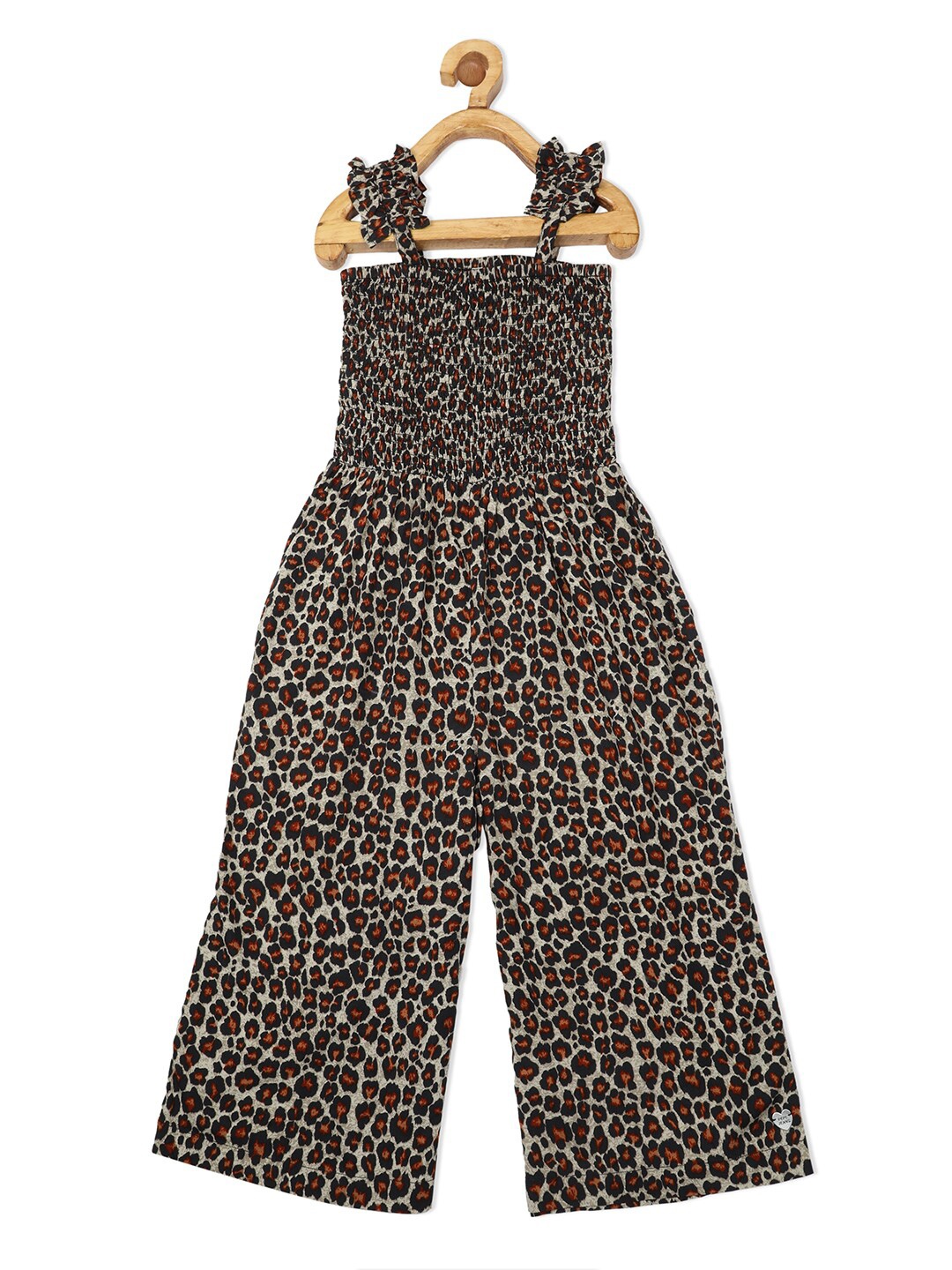 

Pepe Jeans Girls Black & Brown Printed Basic Jumpsuit