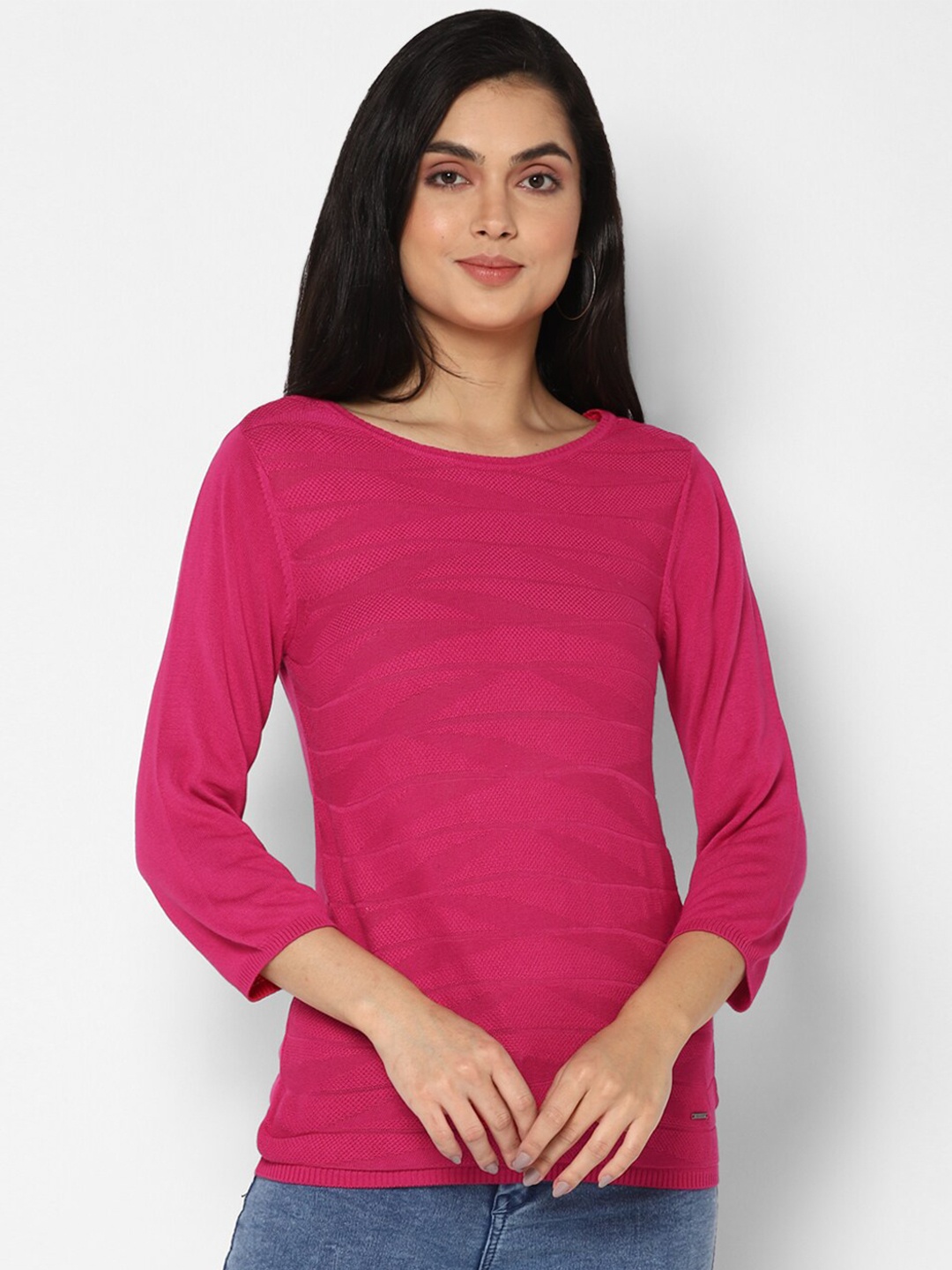 

Allen Solly Woman Pink Self Designed Regular Top