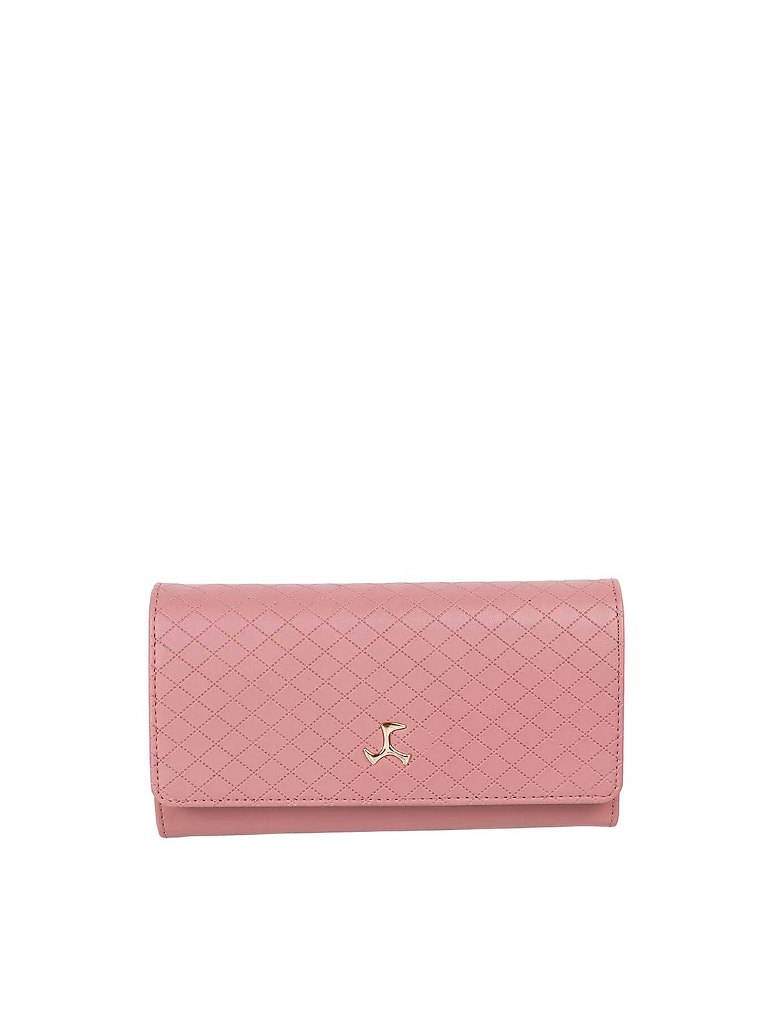 

Mochi Peach-Coloured Textured Foldover Clutch