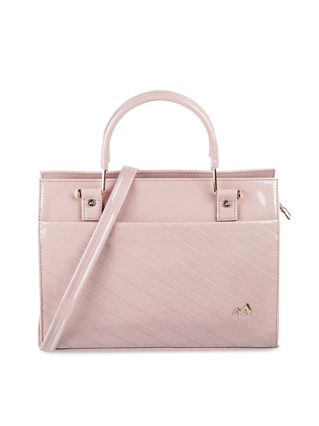 

Metro Peach-Coloured Textured PU Shopper Tote Bag