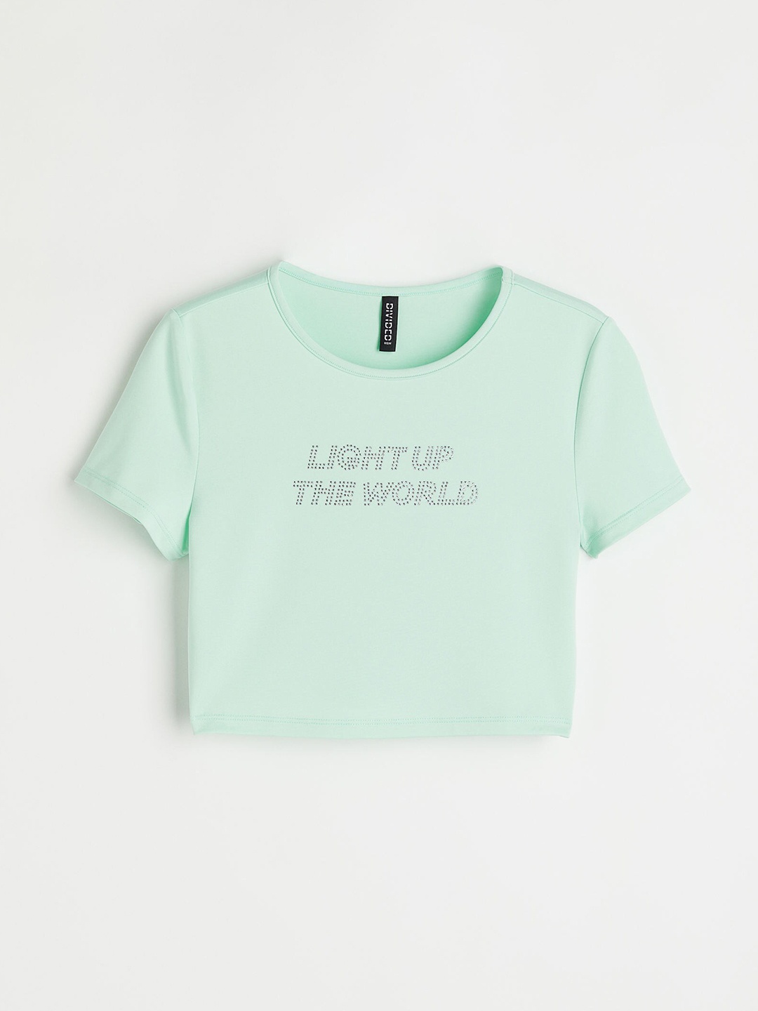 

H&M Women Green Jersey Cropped Top