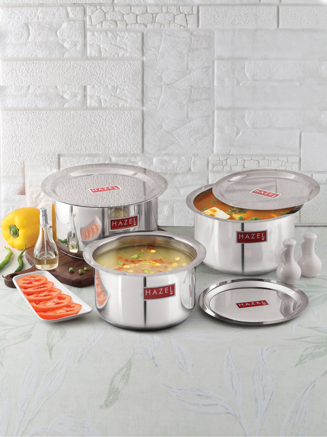 

HAZEL Set Of 4 Silver-Toned Stainless Steel Induction Cookware Set