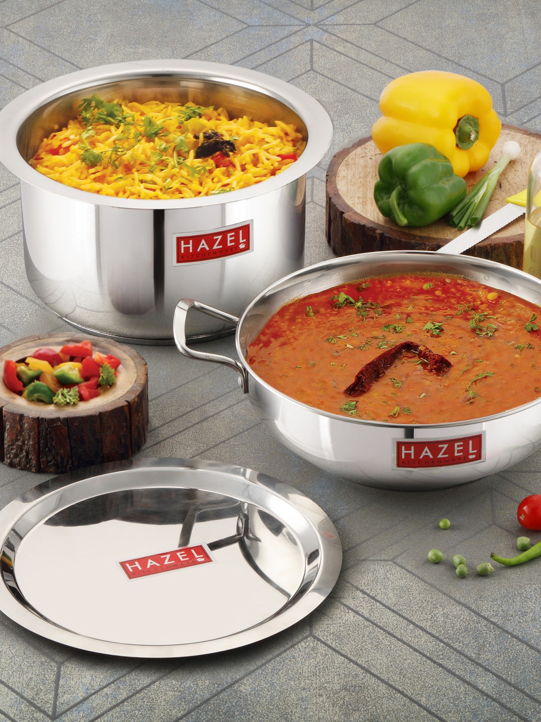 

HAZEL Silver-Toned Solid Induction Base 4-Pieces Cookware Set