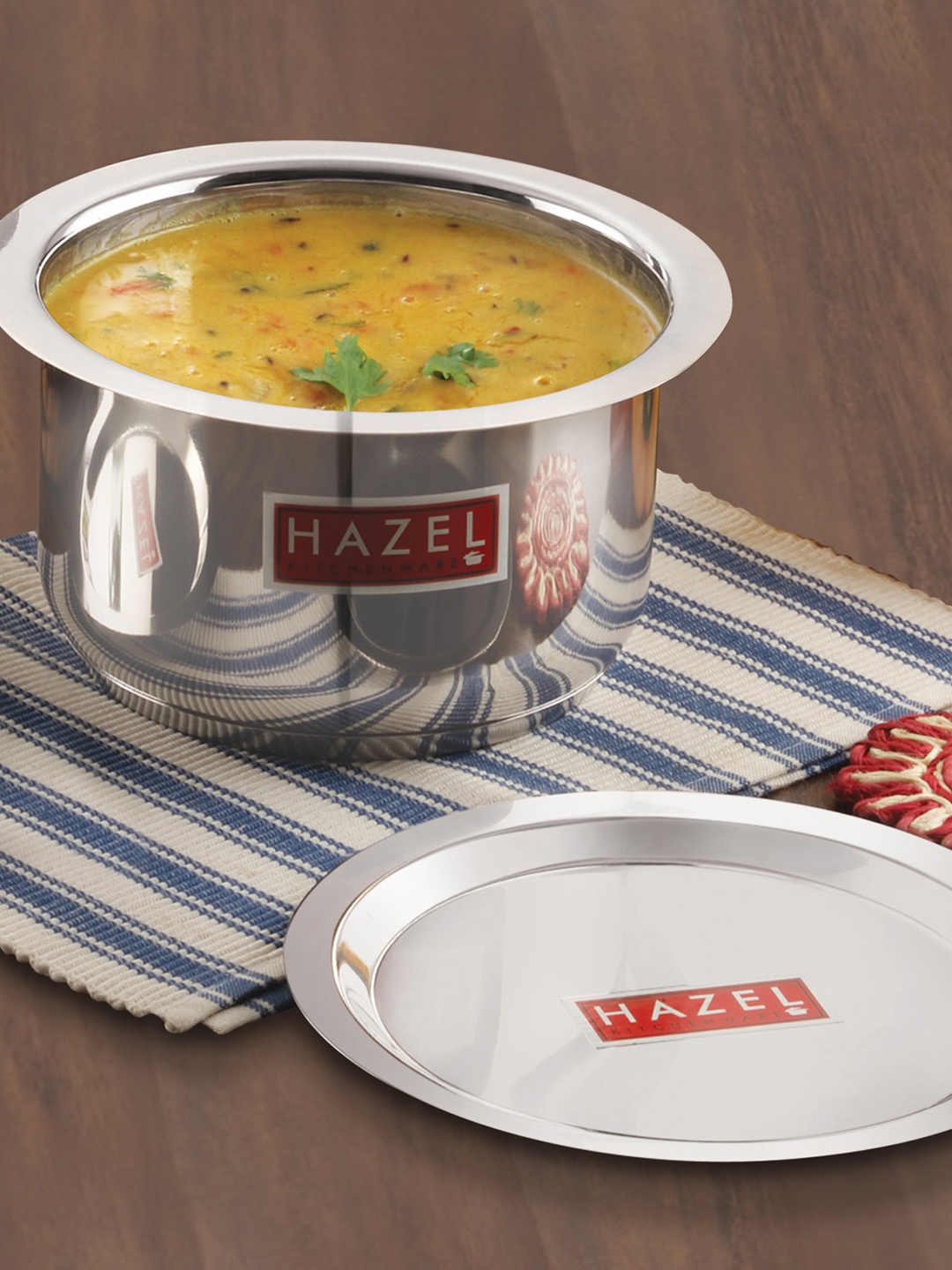 

HAZEL Induction Base Tope Stainless Thick Heavy Flat Base Patila With Lid Cover - 2l, Silver