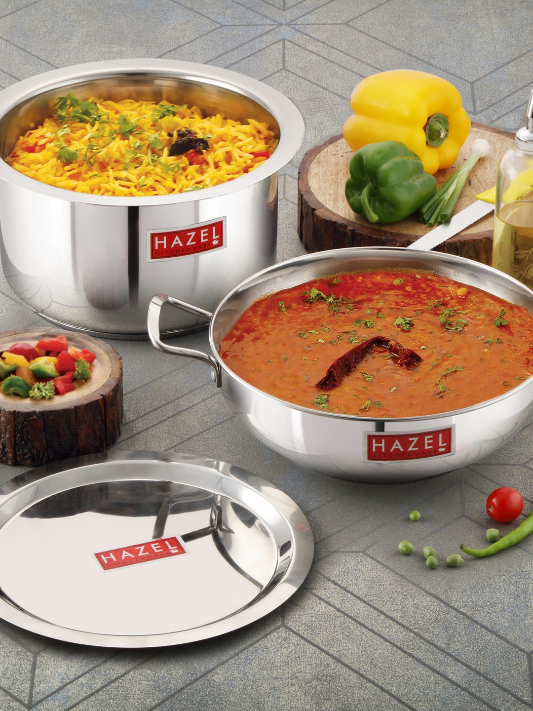 

HAZEL Set Of 2 Silver-Toned Solid Stainless Steel Induction Cookware Set