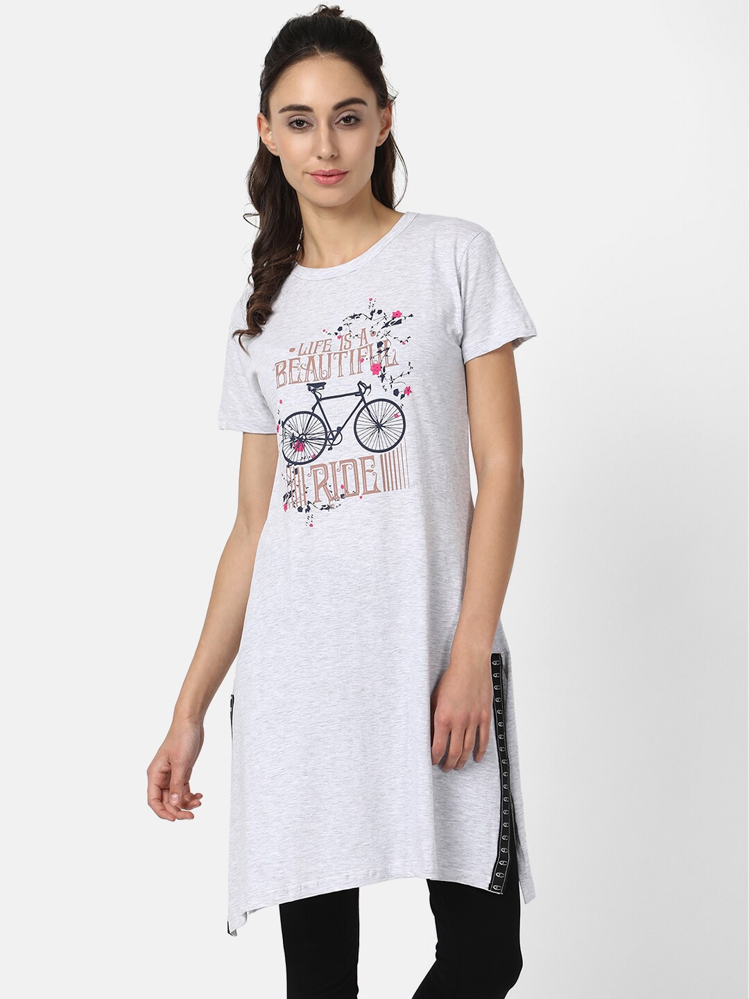 

V2 Value & Variety Grey Melange Maxi Longline Top